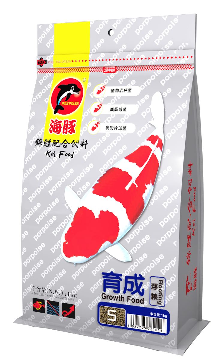 Porpoise Koi Fish Food Pellets - Color Enhancing, 1KG Bag With Spirulina