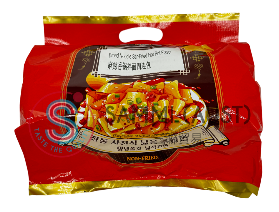 Baijia Broad Noodle Stir-Fried Hot Pot Flavor 麻辣香锅拌面四连包 440gx12