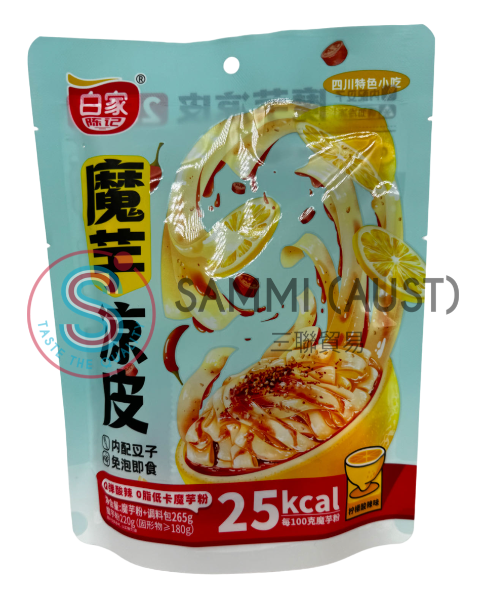 Baijia Chenji Konjac Liangpi Lemon Hot and Sour Flavor 陈记魔芋凉皮柠檬酸辣味 225g